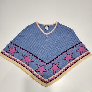 Kids‎ Poncho Y2K 90s knit Blue Pink One Size Sweater Girls Winter Versatile Coat